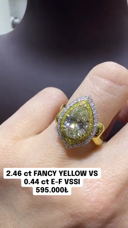 2.46 ct Sarı Pırlanta Tasarım Yüzük videosundan kare
