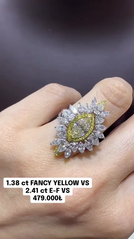 1.38 ct Sarı Pırlanta Tasarım Yüzük videosundan kare